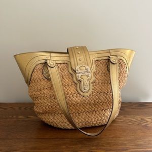 Michael Kors Gold + Woven Straw Bag